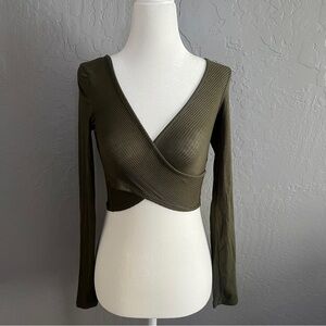 NWT Olive Green Wrap Top